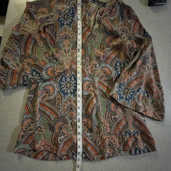 Zara basic paisley bell sleeve tunic Boho Chic - Picture 4 of 8